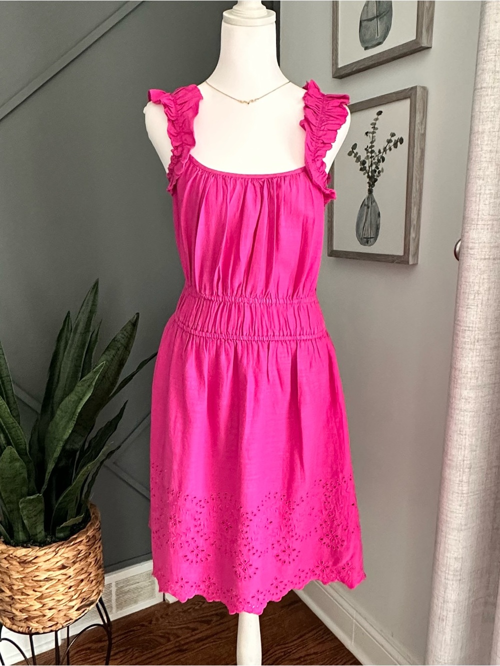 Old Navy bohemian cottage Pink Ruffled Strap Dress